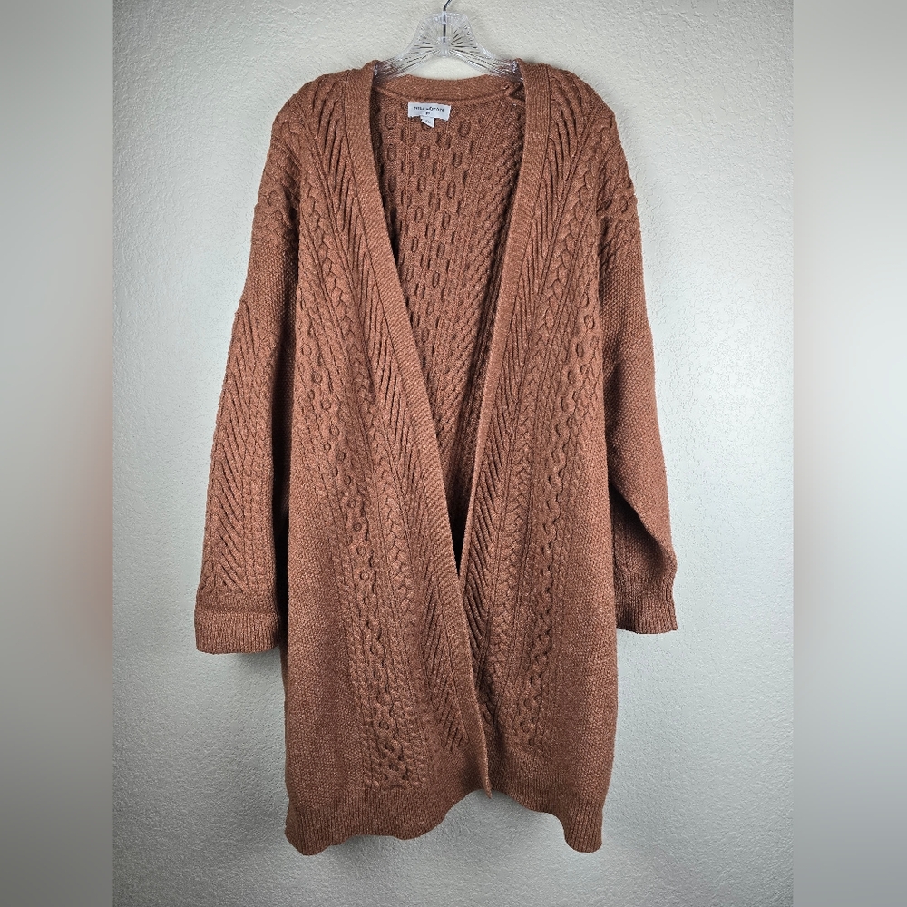 Nili Lotan Rich Brown Cable‎ Knit Cardigan